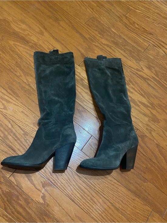 Vince Camuto Shoes - Vince Camuto Tall Suede Block Heel Boots in Dark Grey